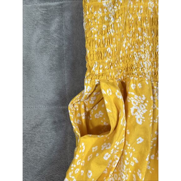 Torrid Dress 1X Yellow Floral Fit & Flare Pockets Peasant Boho Cottage Smocked - Picture 5 of 11